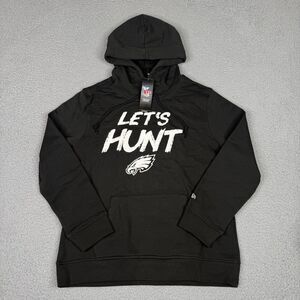 Philadelphia Eagles Hoodie Womens Large Black Lets Hunt New Era NFL Pullover NWT